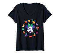 Mujer Disney Minnie Mouse in Apple Hat Summer Fruit Mix Picnic Camiseta Cuello V