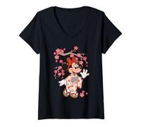 Mujer Disney Minnie Mouse in Kimono Cherry Blossoms Spring Sakura Camiseta Cuello V