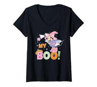 Mujer Disney Minnie Mouse My Boo! Cute Halloween Matching Couples Camiseta Cuello V
