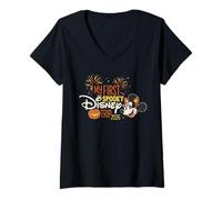 Mujer Disney Minnie Mouse My First Disney Trip 2026 Halloween Camiseta Cuello V