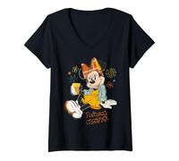 Mujer Disney Minnie Mouse Natural Charmer Fall Patchwork Style Camiseta Cuello V