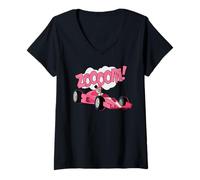 Mujer Disney Minnie Mouse Racing Team "ZOOOOM!" Race Car Driver Camiseta Cuello V