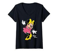 Mujer Disney Minnie Mouse Retro Character Sweet Pose Trip Matching Camiseta Cuello V
