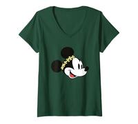 Mujer Disney Minnie Mouse Shamrock Crown St. Patrick's Day Camiseta Cuello V