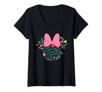 Mujer Disney Minnie Mouse Spring Into The Season Flower Icon Camiseta Cuello V