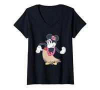 Mujer Disney Minnie Mouse Tropical Island Dance Hawai'i Inspired Camiseta Cuello V