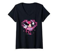 Mujer Disney Minnie Mouse Valentine's Day Cupid Pixel Heart Camiseta Cuello V
