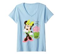 Mujer Disney Minnie Mouse Valentine's Day Cute "In My Matcha Era" Camiseta Cuello V