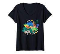 Mujer Disney Moana Go With The Flow Island Scenery Hei Hei And Pua Camiseta Cuello V