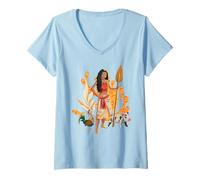 Mujer Disney Moana Hei Hei Pua And Moana With Oar Group Portrait Camiseta Cuello V