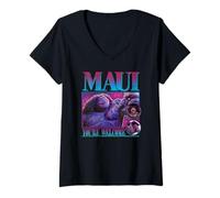 Mujer Disney Moana Maui You'Re Welcome Distressed Portrait Camiseta Cuello V