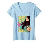 Mujer Disney Mulan Loyal Brave True Profile Camiseta Cuello V