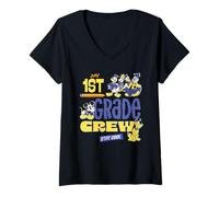 Mujer Disney My 1st Grade Crew Stay Cool Back to School Friends Camiseta Cuello V