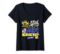 Mujer Disney My 4th Grade Crew Stay Cool Back to School Friends Camiseta Cuello V