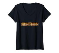 Mujer Disney Pirates of the Caribbean Official Movie Logo Banner Camiseta Cuello V
