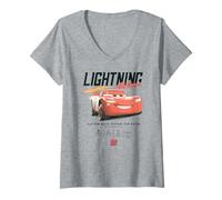 Mujer Disney Pixar Cars 2 Custom-Built Piston Cup Racer Distressed Camiseta Cuello V