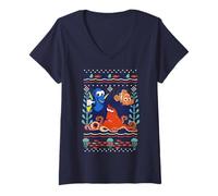 Mujer Disney Pixar Finding Dory Hank Nemo Dory Ugly Sweater Style Camiseta Cuello V