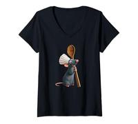 Mujer Disney Pixar Ratatouille Chef Remy with Spoon Camiseta Cuello V