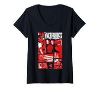 Mujer Disney Pixar The Incredibles 2 Retro Comic Style Collage Camiseta Cuello V
