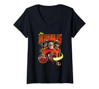 Mujer Disney Pixar The Incredibles 2 Super Family Group Shot Camiseta Cuello V
