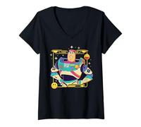 Mujer Disney Pixar Toy Story 5 Buzz Lightyear Smiling Pose & Emoji Camiseta Cuello V