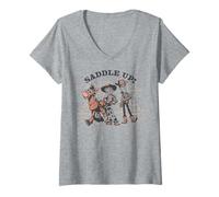 Mujer Disney Pixar Toy Story 5 Saddle Up! Woody Jessie & Bullseye Camiseta Cuello V
