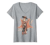 Mujer Disney Pixar Toy Story 5 Woody With Poncho Sheriff Badge Camiseta Cuello V