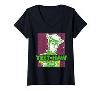 Mujer Disney Pixar Toy Story Yeet Haw Woody Pop Art Portrait Camiseta Cuello V