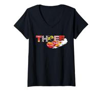 Mujer Disney & Pixar's Cars Numbers 3 Third 3rd Birthday Party Camiseta Cuello V
