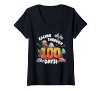 Mujer Disney & Pixar's Cars Racing Through 100 Days of School Camiseta Cuello V