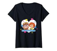 Mujer Disney & Pixar's Up Carl & Ellie +1 Valentine's Day Couples Camiseta Cuello V