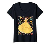 Mujer Disney Princess Belle Beauty and the Beast Collage Portrait Camiseta Cuello V