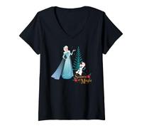 Mujer Disney Princess Frozen Christmas Elsa & Olaf Season of Magic Camiseta Cuello V