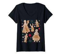 Mujer Disney Princess Frozen Christmas Gingerbread Cookies Holiday Camiseta Cuello V