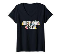 Mujer Disney Princess Squad Birthday Crew Matching Birthday Party Camiseta Cuello V