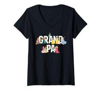 Mujer Disney Princess Squad Grandpa Family Trip Vacation Reunion Camiseta Cuello V