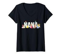 Mujer Disney Princess Squad Nana Family Trip Vacation Reunion Camiseta Cuello V