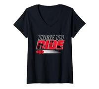 Mujer Disney Racing Mickey Mouse Race Car Driver Time to Ride Camiseta Cuello V