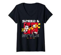 Mujer Disney Racing Minnie & Daisy Speed & Style Race Car Drivers Camiseta Cuello V