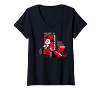 Mujer Disney Racing Minnie Mouse Fast & Fabulous Race Car Driver Camiseta Cuello V