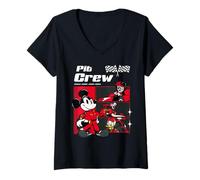 Mujer Disney Racing "Pit Crew" Mickey Minnie Daisy & Goofy Racers Camiseta Cuello V