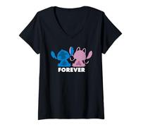 Mujer Disney Stitch and Angel Forever Camiseta Cuello V