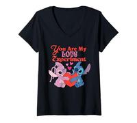 Mujer Disney Stitch & Angel Valentine "You Are My Love Experiment" Camiseta Cuello V