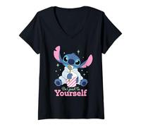 Mujer Disney Stitch "Be Good to Yourself" Ice Cream Self-Care Camiseta Cuello V