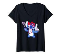 Mujer Disney Stitch Cowboy Cookout Americana 4th of July USA 250th Camiseta Cuello V