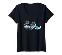 Mujer Disney Stitch & Fireworks 2026 Disney Trip Vacation Camiseta Cuello V