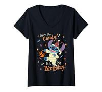 Mujer Disney Stitch Halloween Give Me Candy! It's My Birthday! Camiseta Cuello V