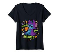 Mujer Disney Stitch Halloween Witch Costume Brewing Up Trouble Camiseta Cuello V