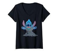 Mujer Disney Stitch in Hades Costume Halloween Disney Villains Camiseta Cuello V