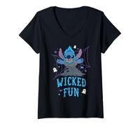 Mujer Disney Stitch in Hades Costume Wicked Fun Halloween Villains Camiseta Cuello V